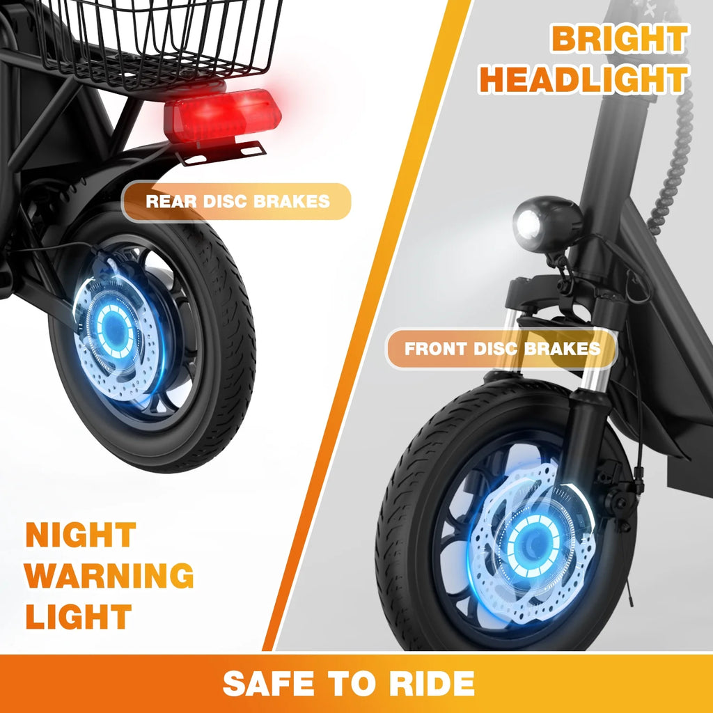Electric Scooter with Seat, 400W Motor, 12 Pneumatic Tire Foldable U6493