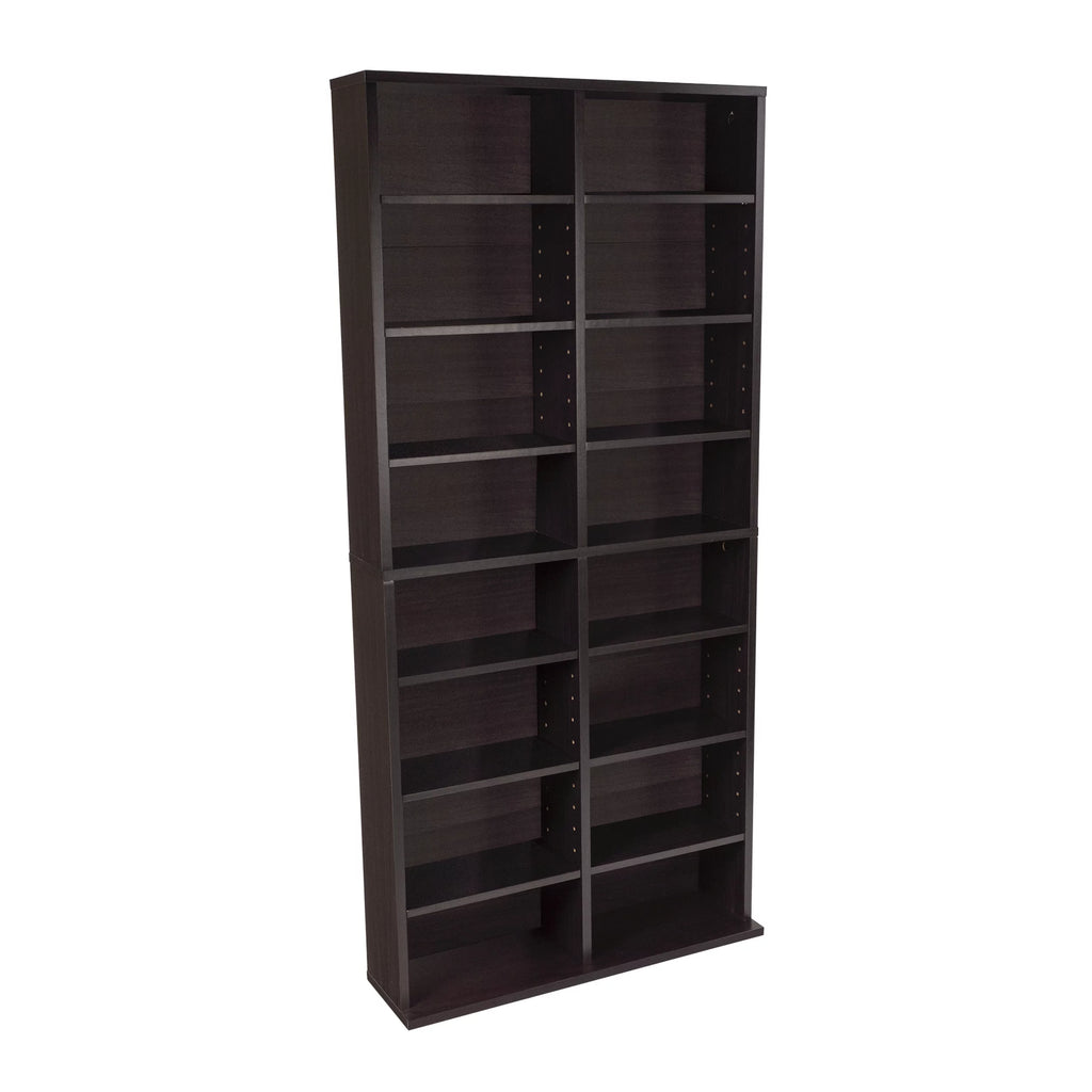 54" Espresso Adjustable Wood Media Storage Shelf Bookcase N522