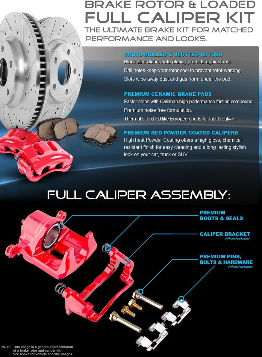 Red Calipers Rotors Ceramic Pads Kit W8112