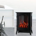 Electric Fireplace Stove with 3D Flame, Adjustable Thermostat, Metal Black 1500W N92973