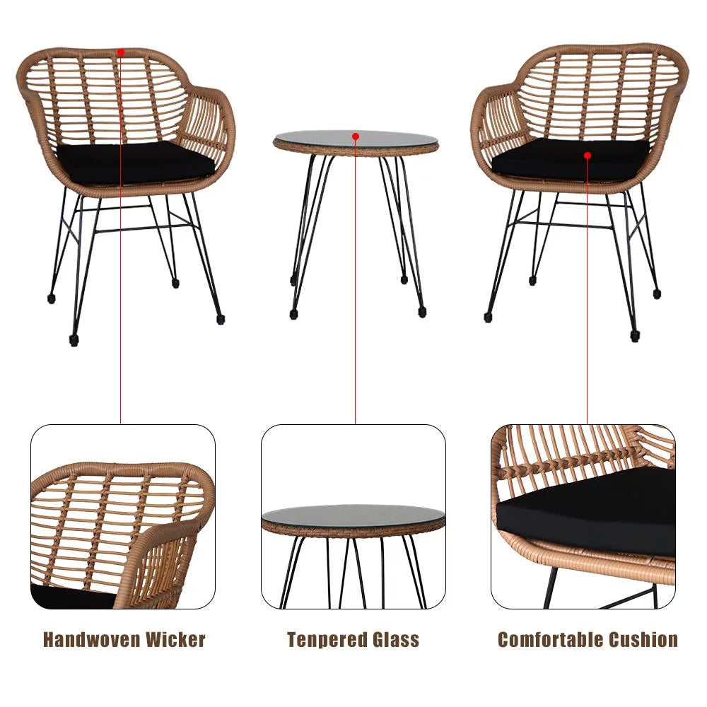 3-Piece Yellow Wicker Outdoor Furniture Set Z9826