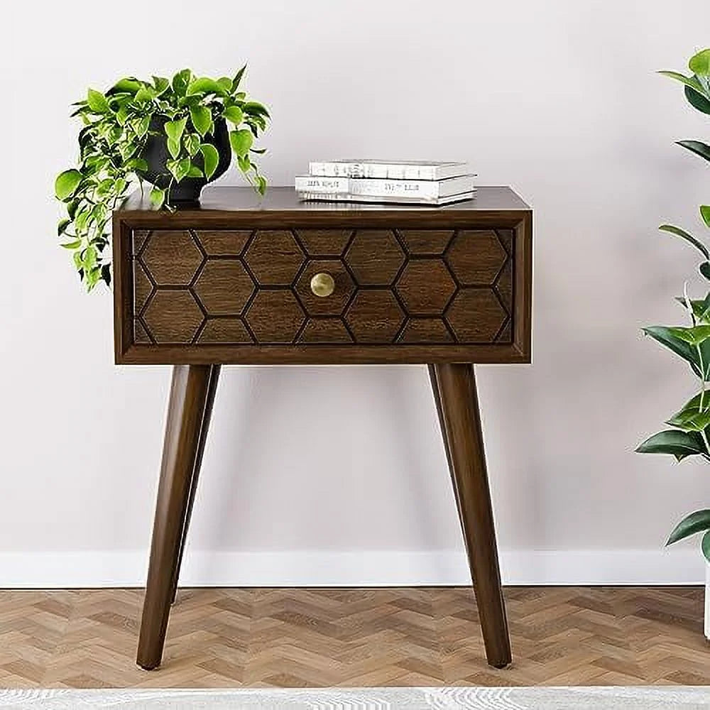 Rose Wood Brown End Table with Drawer E5925