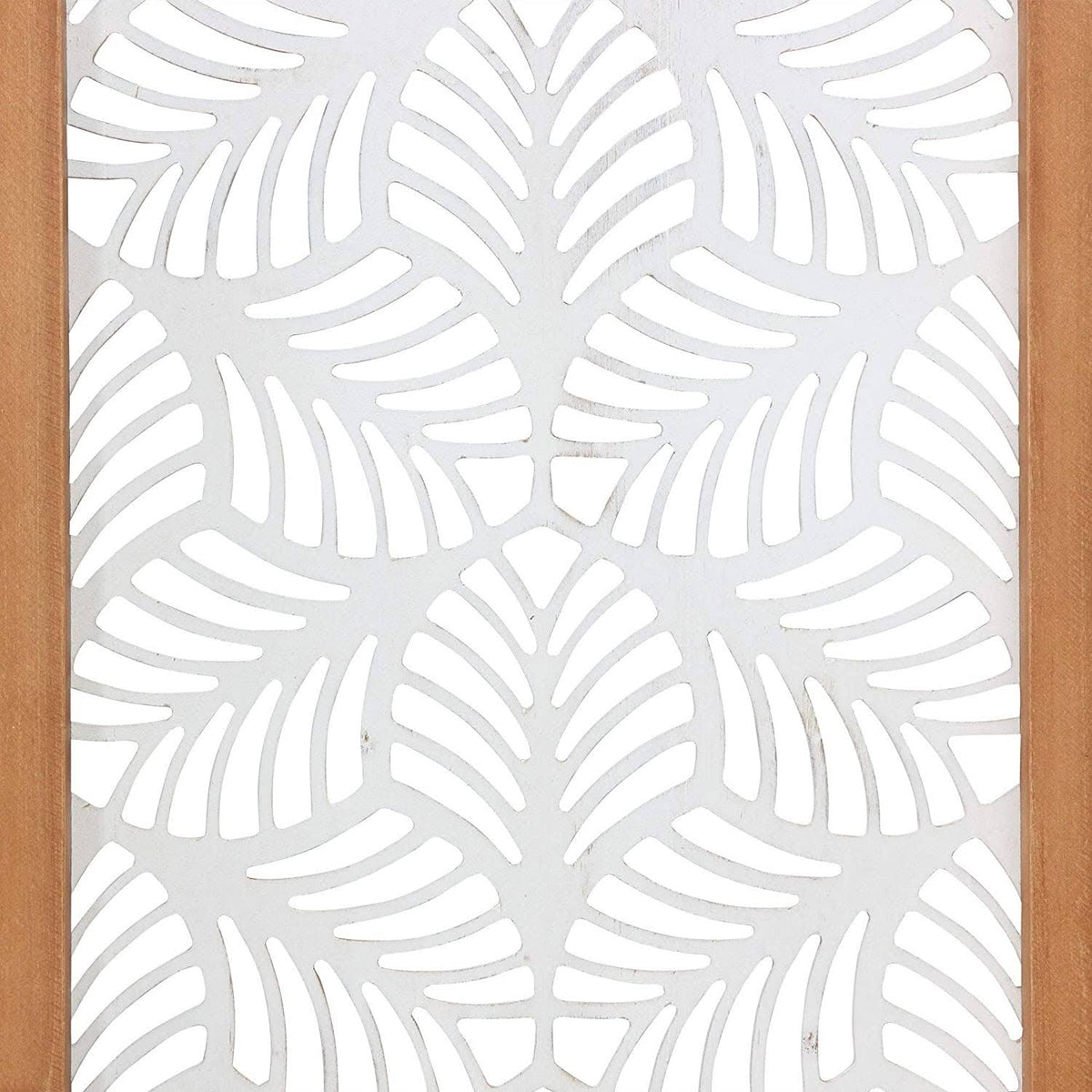 Carved Leaf Wood Wall Panel White Tropical Finish M618626