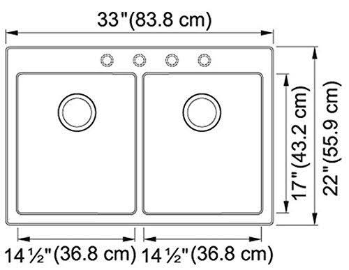 Granite Double Basin Drop-in Kitchen Sink B3330
