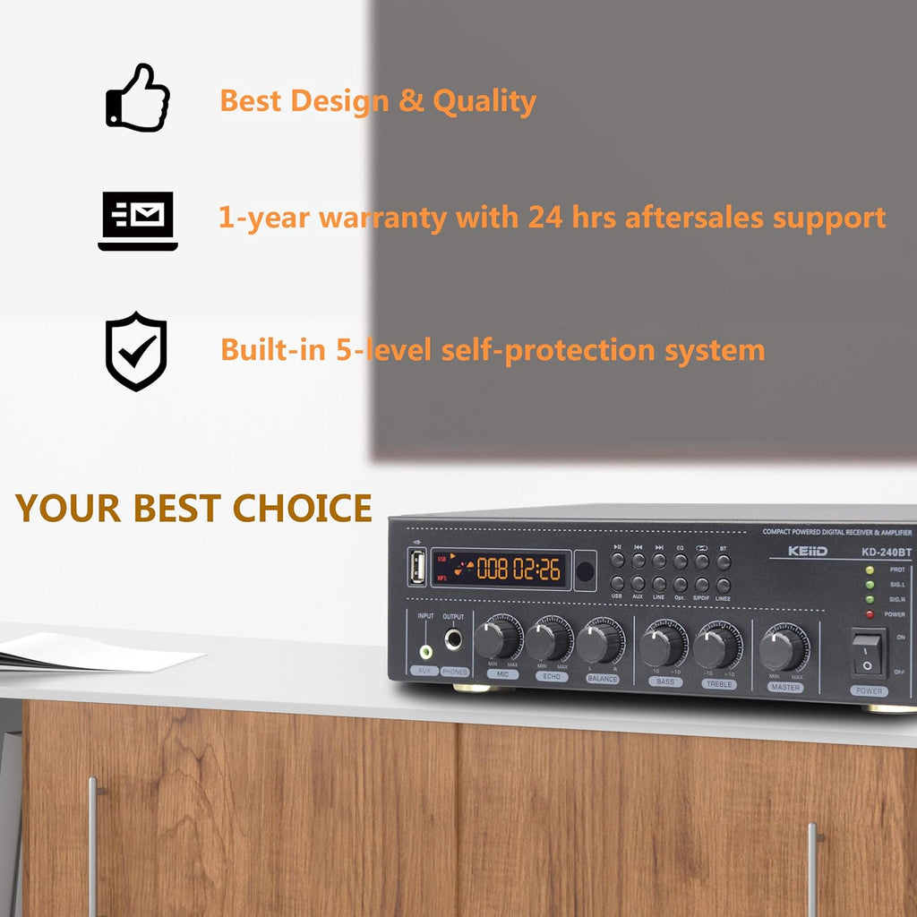 Bluetooth Stereo Digital Amplifier Receiver 2X 40W Y586086