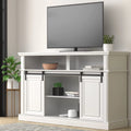 White TV Stand with Barn Door R6940