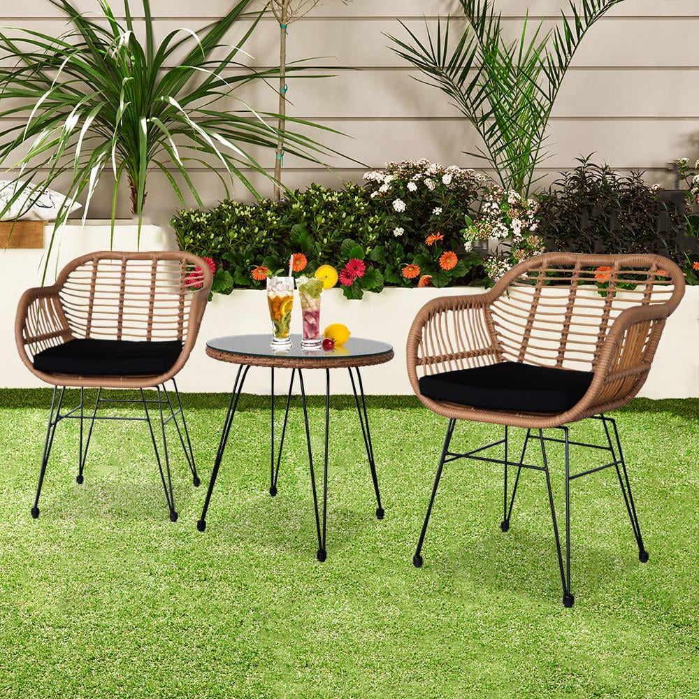 3-Piece Yellow Wicker Outdoor Furniture Set Z9826