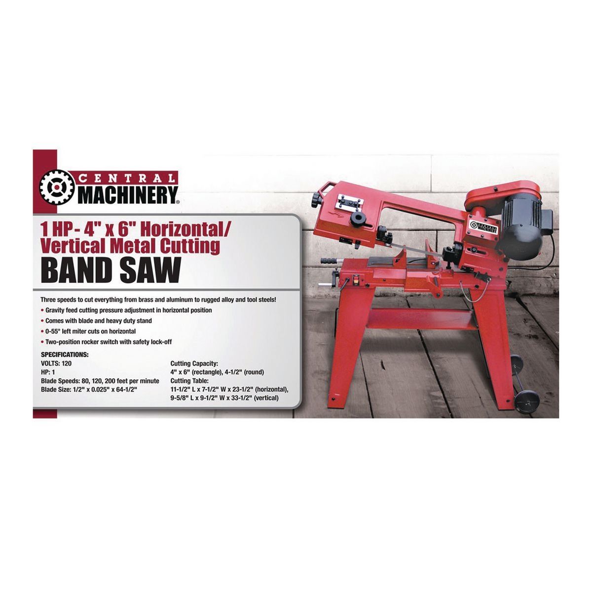 1 HP 4 in. x 6 in. Horizontal/Vertical Metal Cutting Band Saw B74791