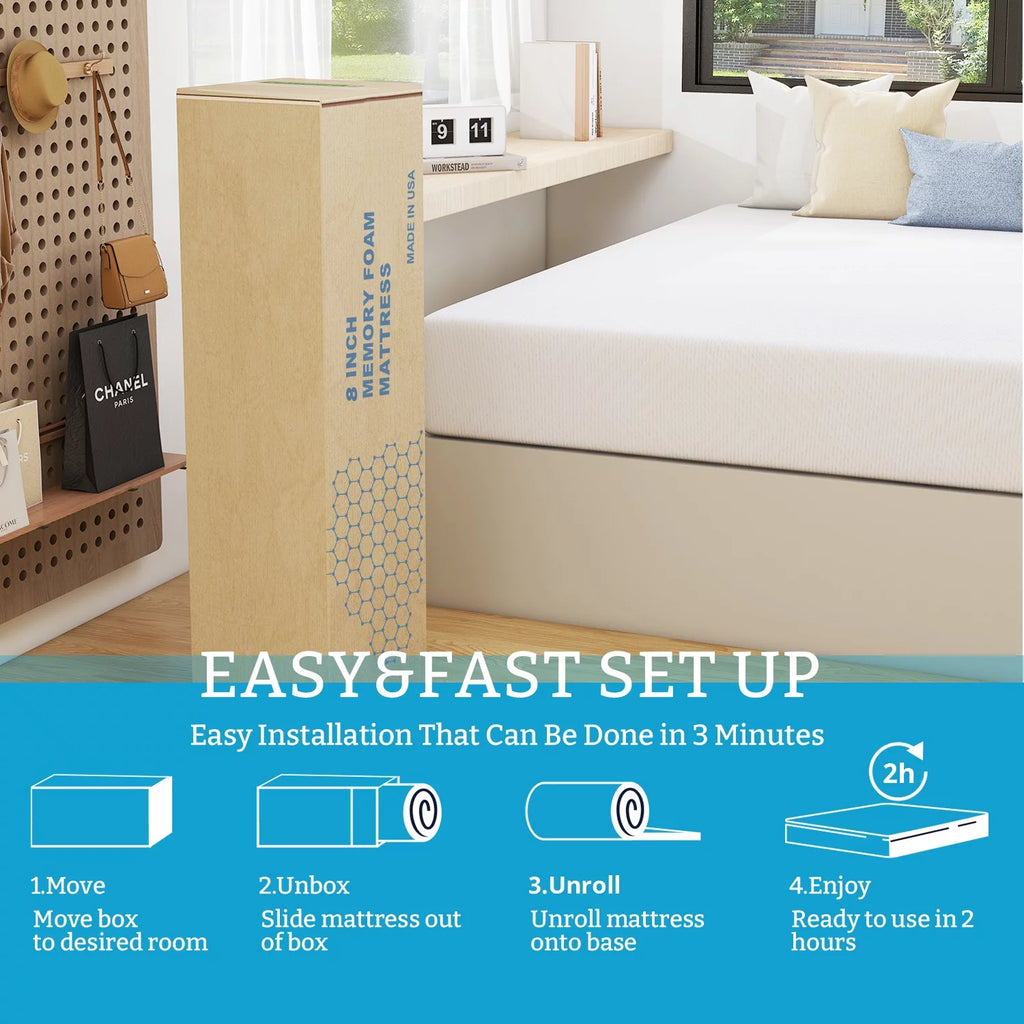 Short Queen 8 inch Memory Foam Mattress M846