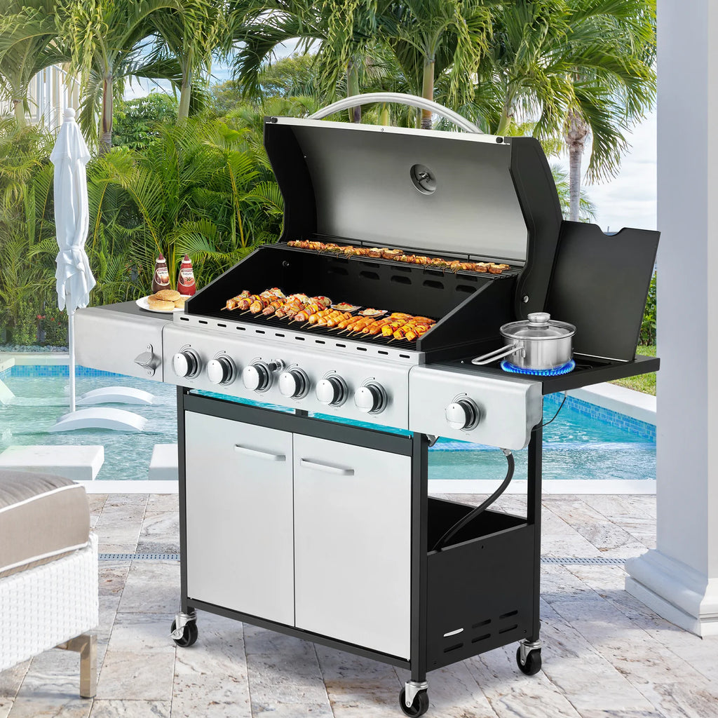 6-Burner Propane Gas Grill Stainless Steel with Side Burner U36091