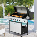 6-Burner Propane Gas Grill Stainless Steel with Side Burner U36091