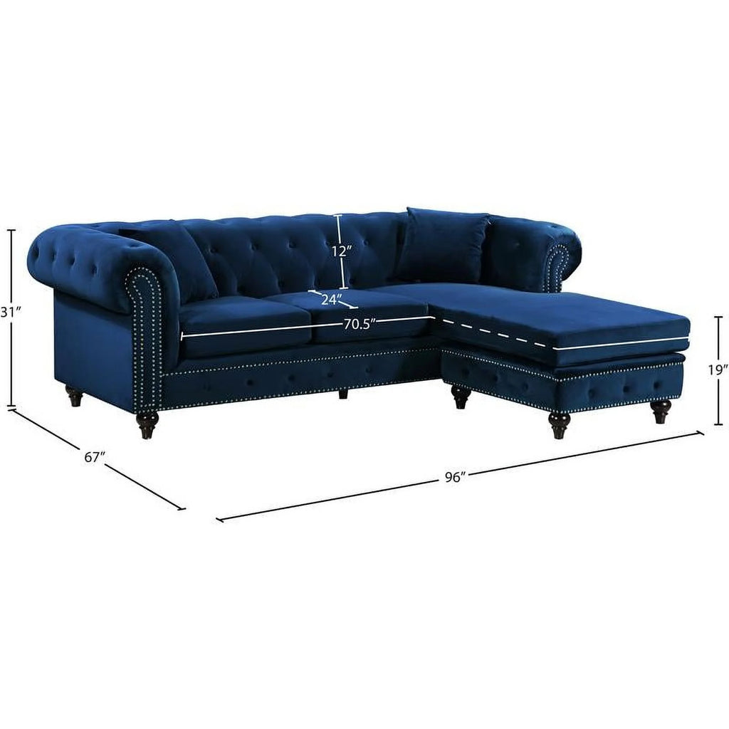Navy Velvet Reversible Sectional O423291
