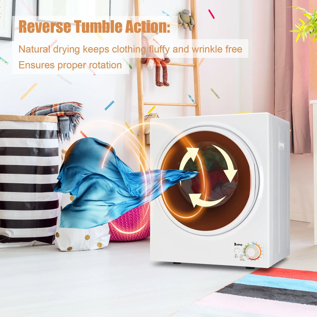 850W 1.6cu ft Front Load Electric Clothes Dryer with Stainless Steel Tub G691