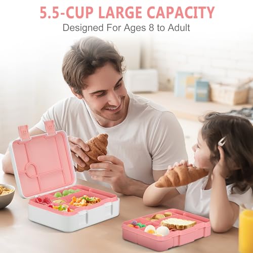 Kids 5 Compartment Leak-Proof Bento Lunch Box with Ice Pack and Utensils G85455