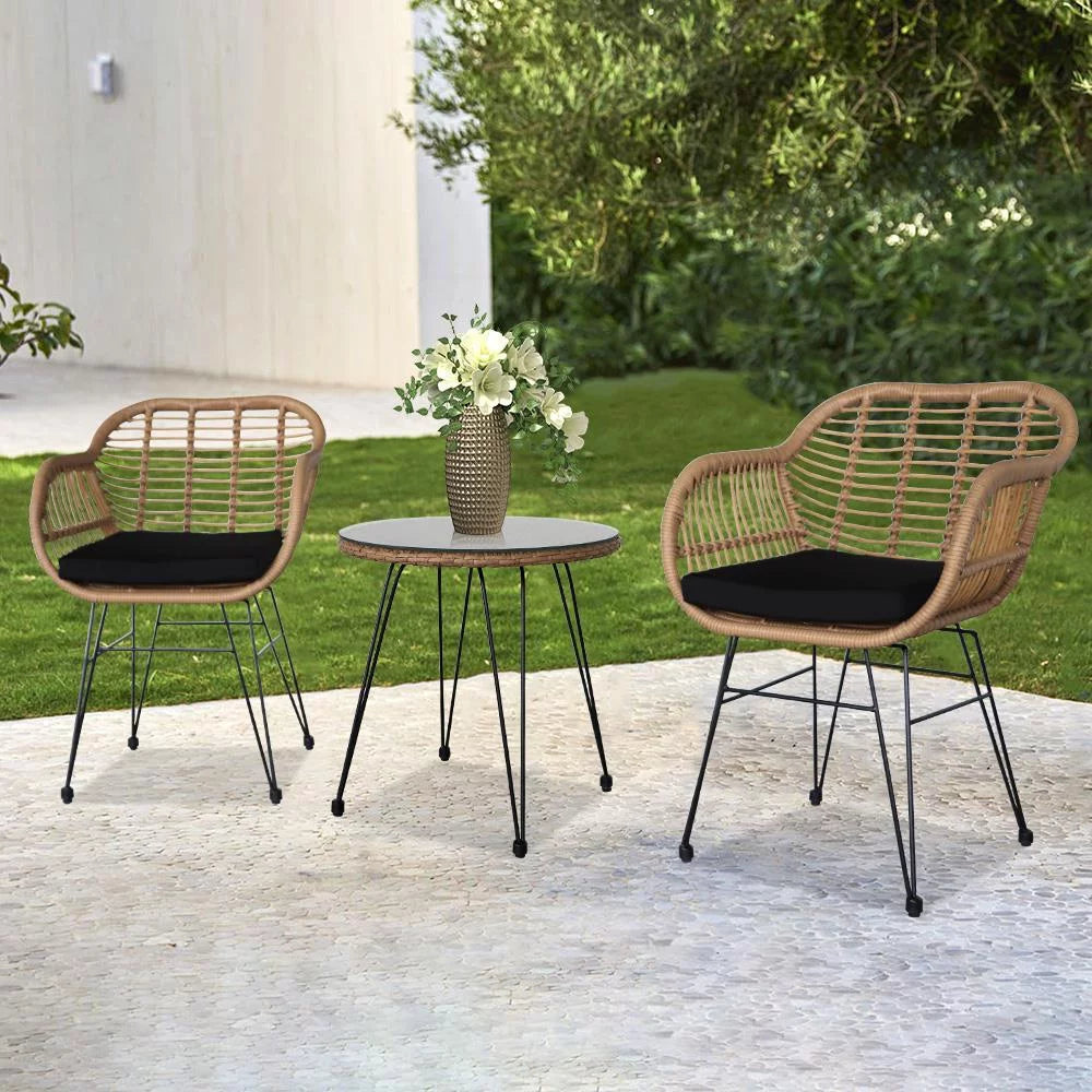 3-Piece Yellow Wicker Outdoor Furniture Set Z9826