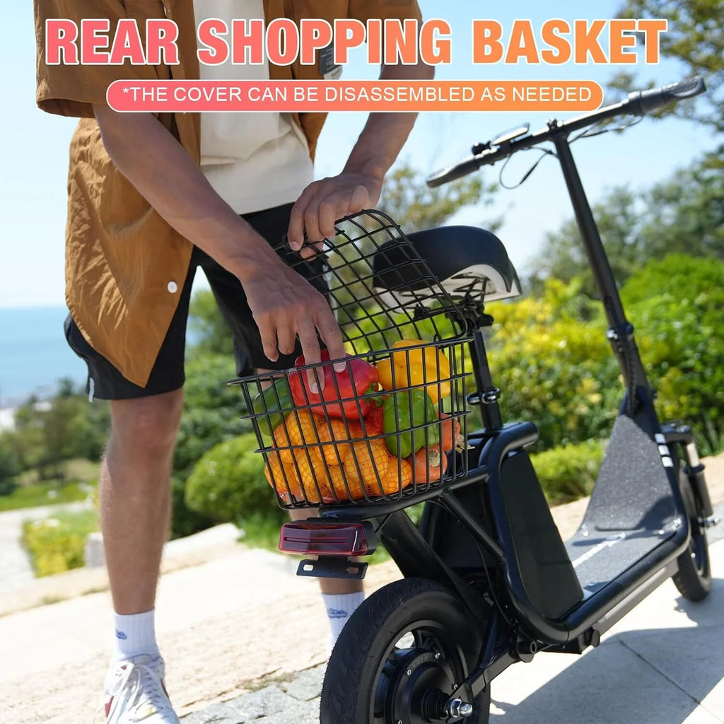 Electric Scooter with Seat, 400W Motor, 12 Pneumatic Tire Foldable U6493