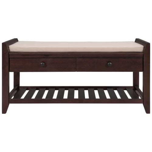 Cushioned Shoe Rack Bench with Drawers Q52500