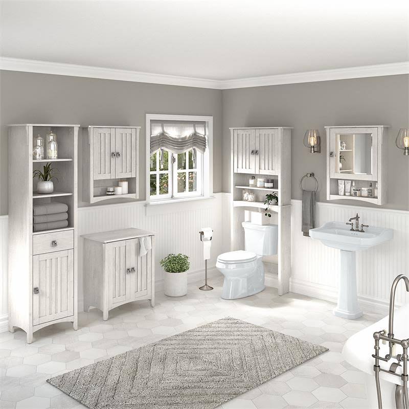Linen White Oak Engineered Wood Bathroom Storage Set D635005