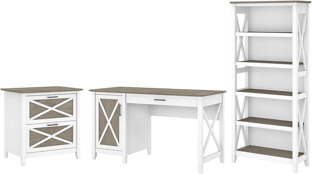 Computer Desk with 2 Drawer File Cabinet and 5 Shelf Bookcase V518689