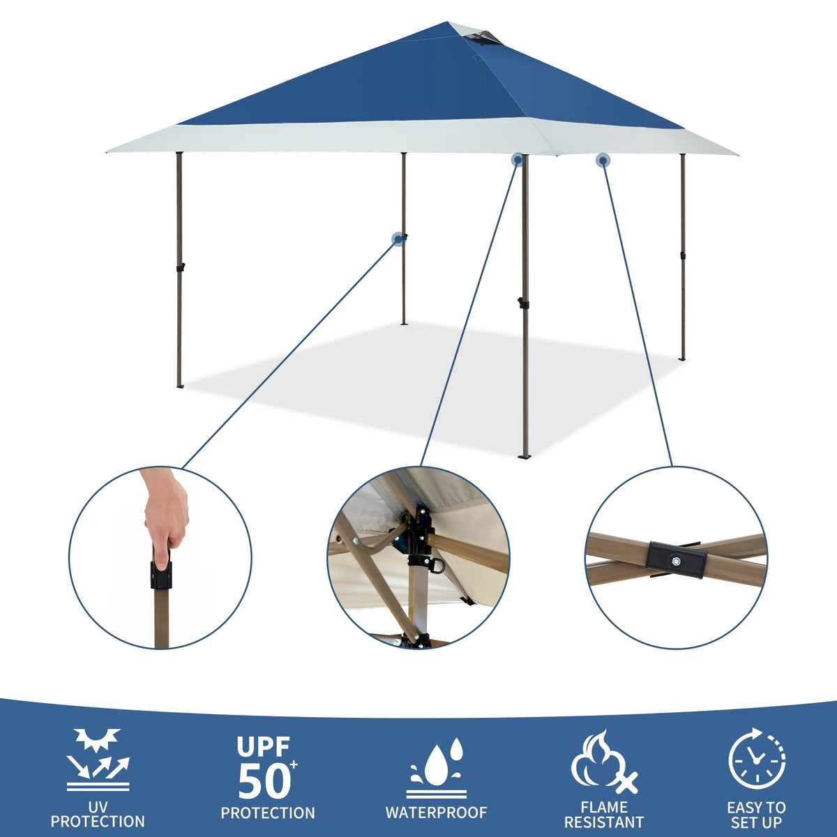 13'x13' Pop-up Canopy with Auto Extending Eaves J2406