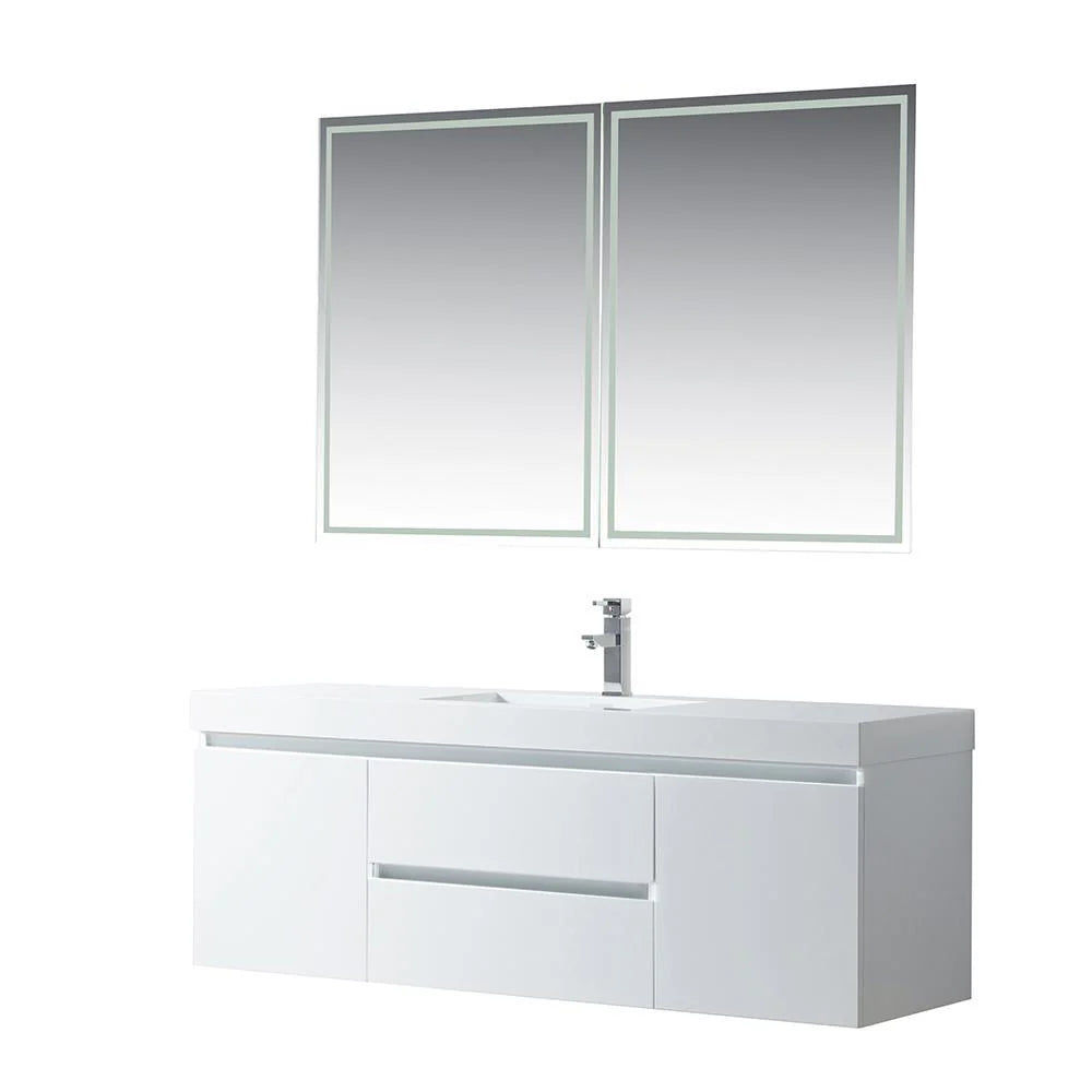 Wall-Hung Single-Sink Bathroom Vanity with Resin Top, 60 in. W9112