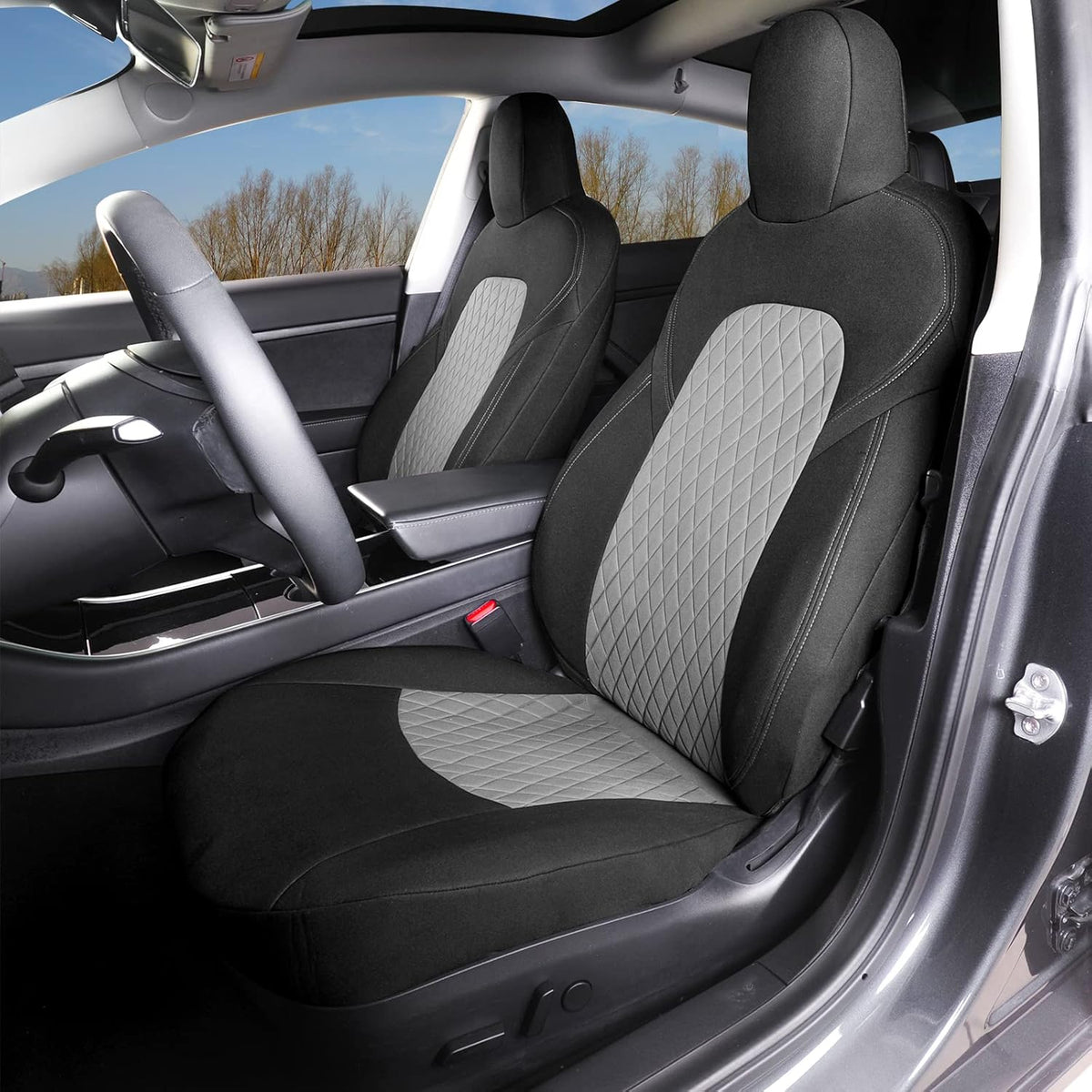 Gray and Black 2PCS Car Seat Covers P71576
