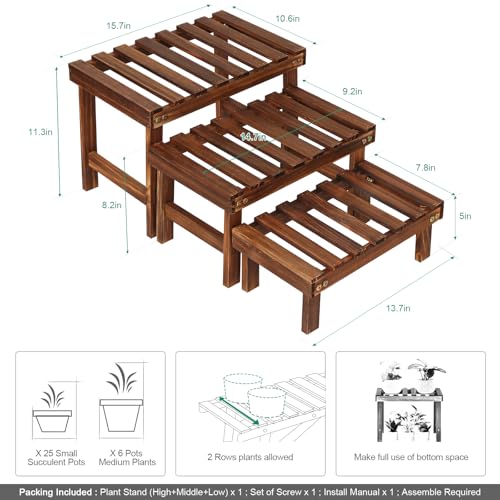 3 Tiered Wood Plant Stand Shelf F697352