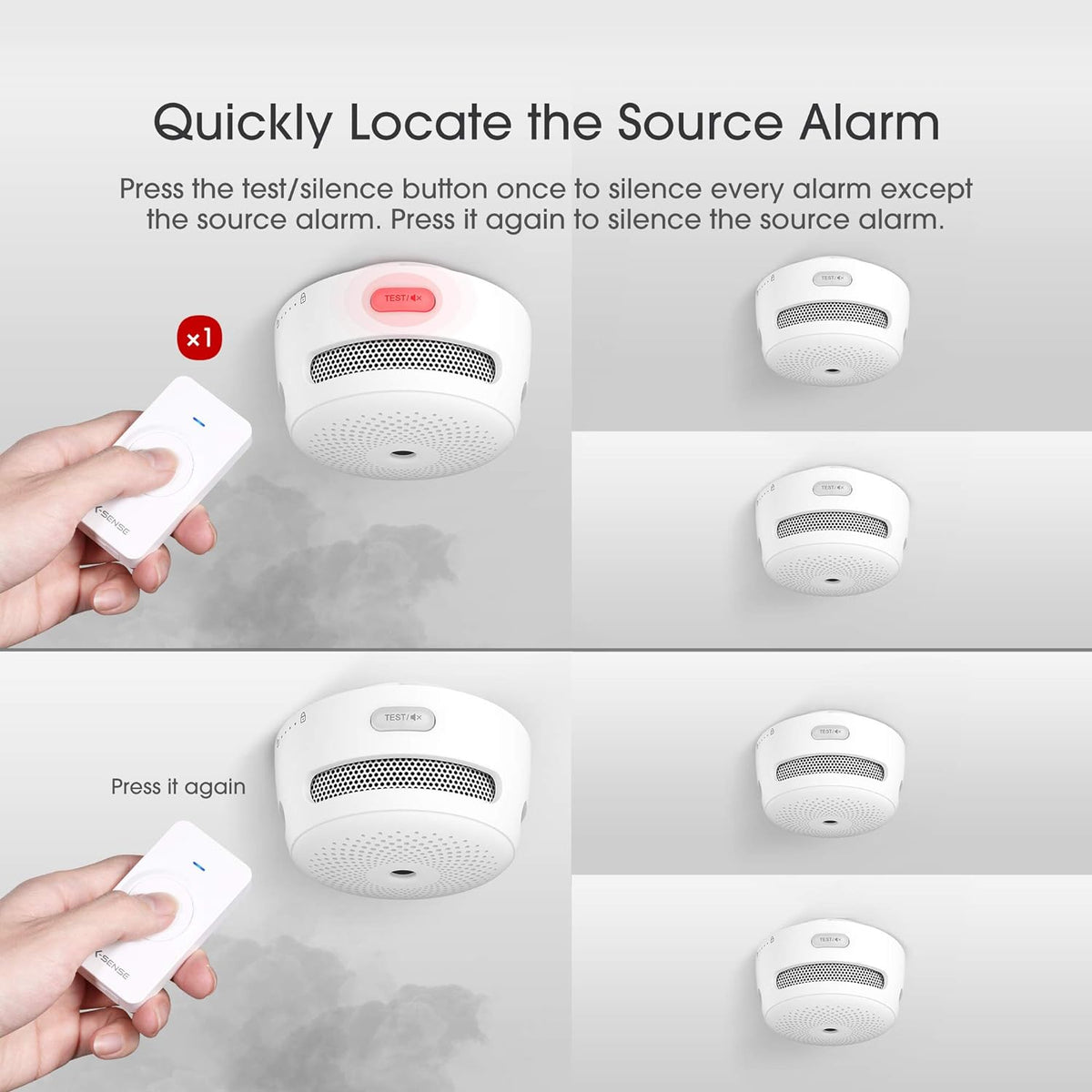 Remote Controller for Wireless Smoke & Carbon Monoxide Detector Alarms S859