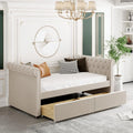 Beige Upholstered Daybed with Storage and 2 Drawers P58768
