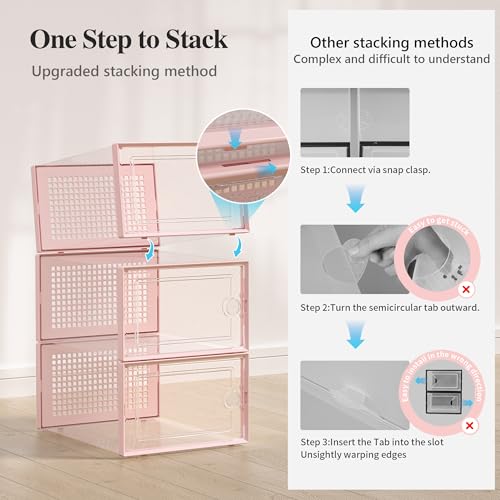 Clear Plastic Stackable Shoe Storage Boxes 12 Pack O7526