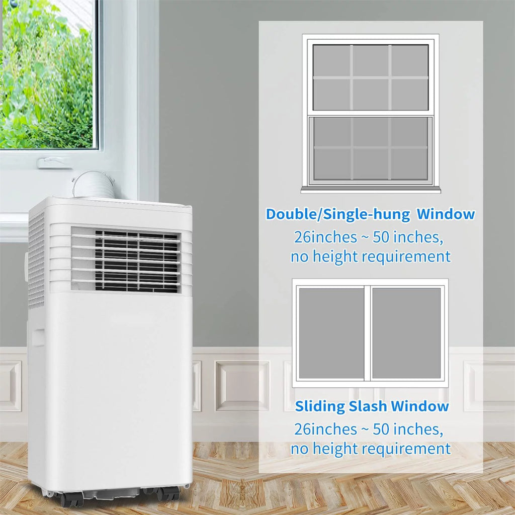 8,000 BTU Portable Air Conditioner with Remote and Window Kit, White D960