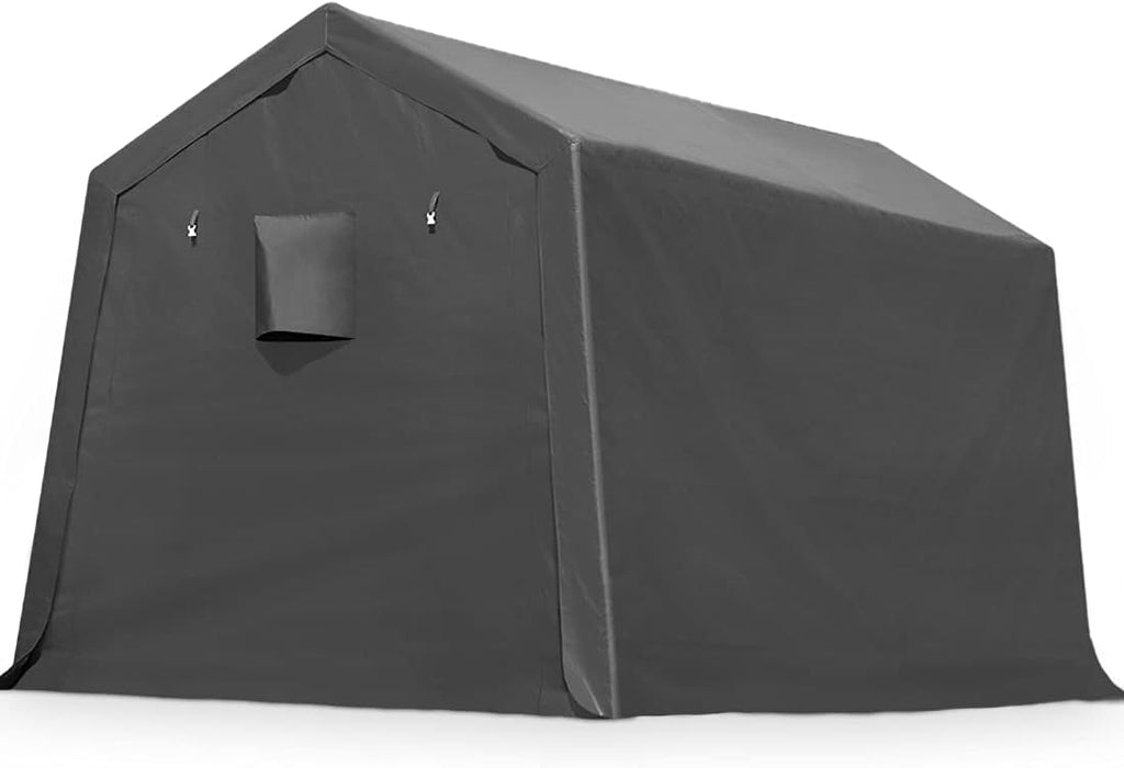 10x10 ft Heavy Duty Portable Canopy Storage Shelter Carport with 2 Roll up Zipper Doors & Vents N574656