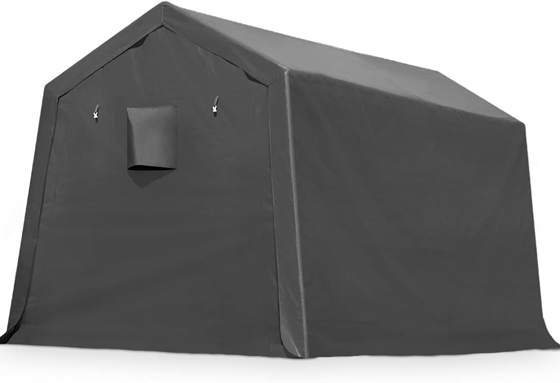 10x10 ft Heavy Duty Portable Canopy Storage Shelter Carport with 2 Roll up Zipper Doors & Vents N574656