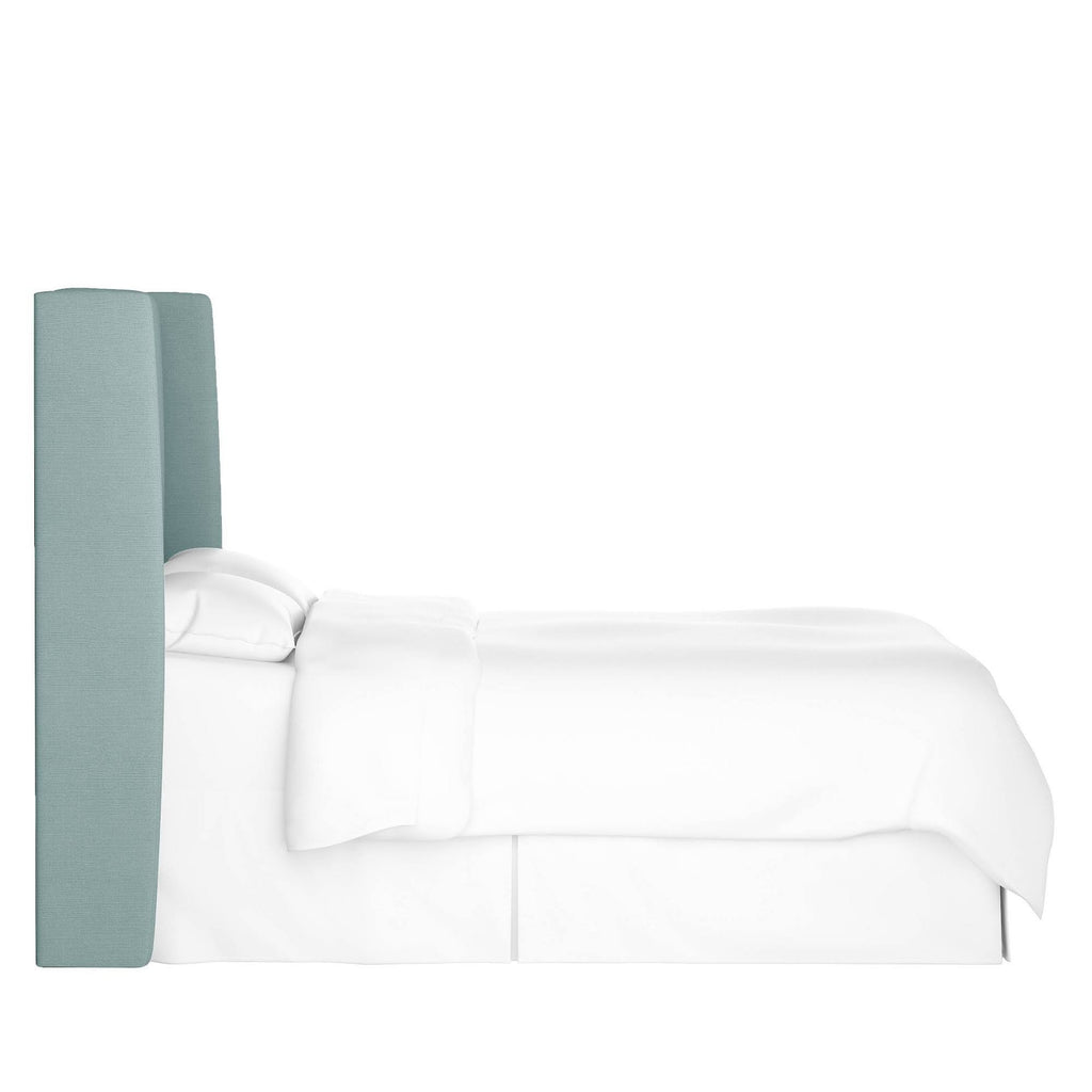 Queen Upholstered Wingback Headboard Linen Seaglass A784
