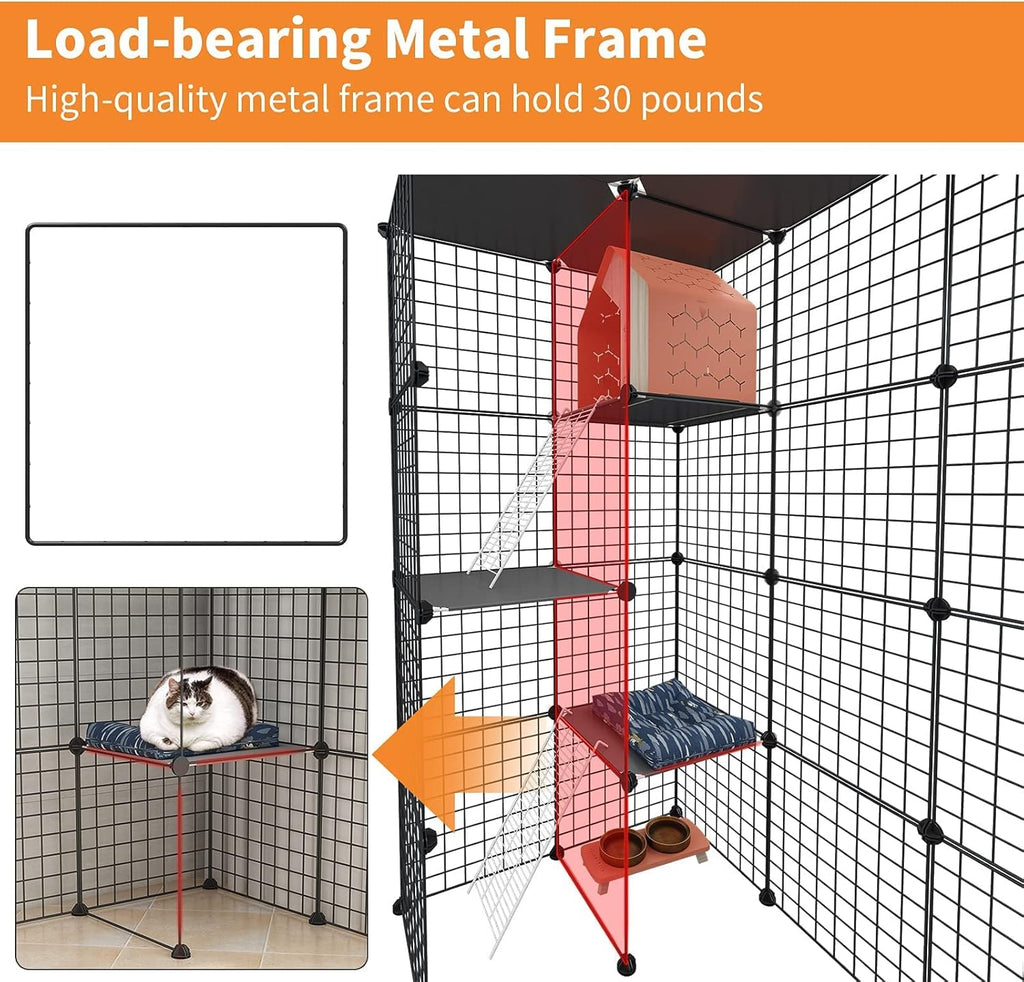 Large Cat Cage Indoor DIY Cat Playpen Detachable Metal Wire Kennels Crate H616876