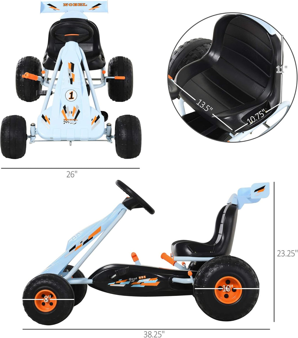 Pedal Go Kart Ride on Car with Adjustable Seat White S329126