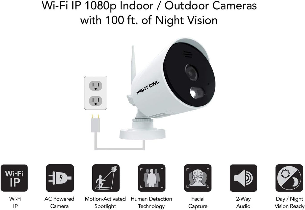 1080p HD Wi-Fi Indoor/Outdoor Camera with Night Vision, 2-Way Audio, 2-Pack J813919