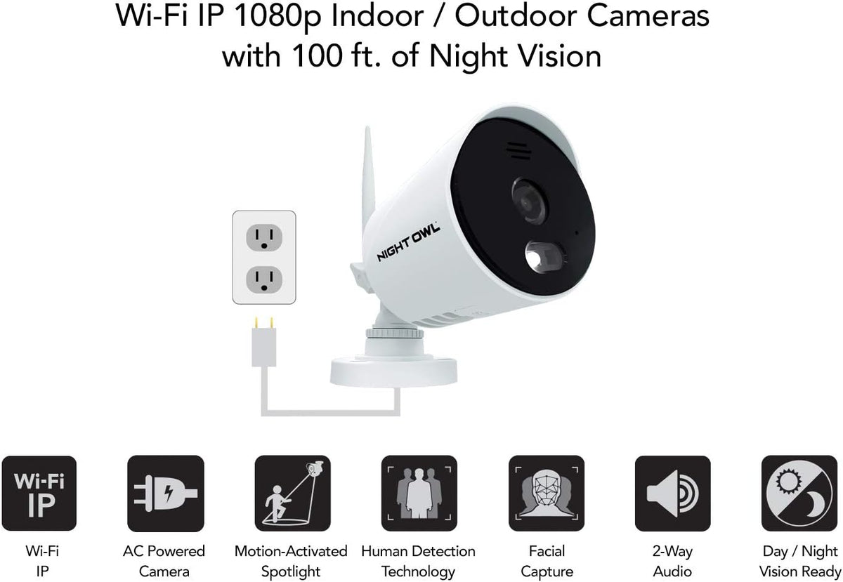 1080p HD Wi-Fi Indoor/Outdoor Camera with Night Vision, 2-Way Audio, 2-Pack J813919