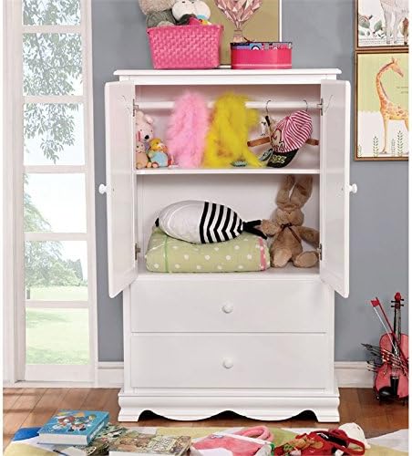 White Solid Wood Wardrobe Armoire X25856