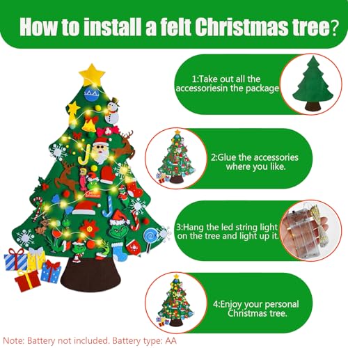 Felt Christmas Tree with 52 Ornaments K543850