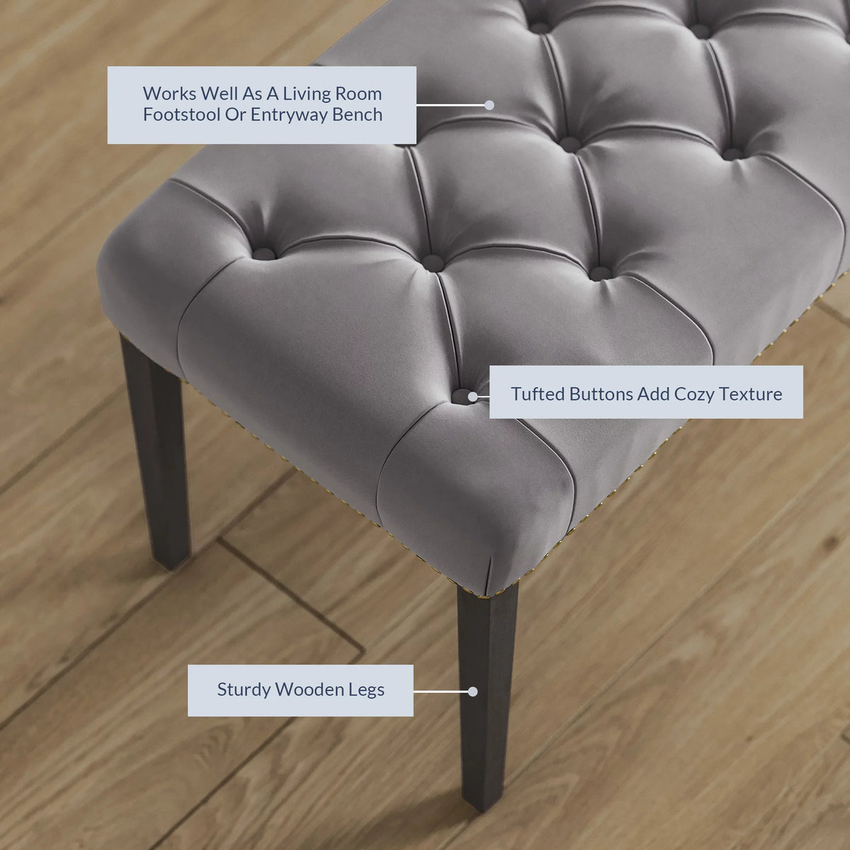 Grey Linen Upholstered Ottoman Bench Q53731