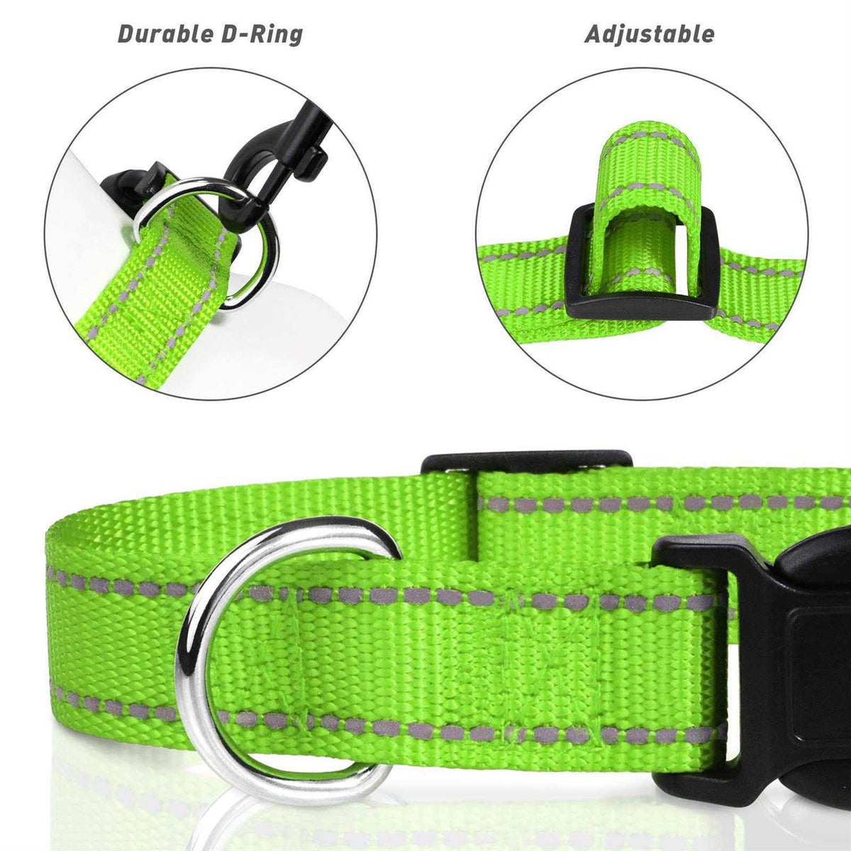 Reflective Nylon Adjustable Dog Collar with Quick Release Buckle F81690