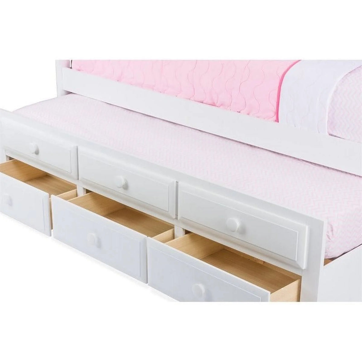 White Wood Twin-Size Trundle Bed C43106