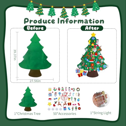 Felt Christmas Tree with 52 Ornaments K543850
