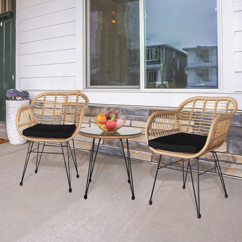 3-Piece Yellow Wicker Outdoor Furniture Set Z9826