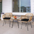 3-Piece Yellow Wicker Outdoor Furniture Set Z9826
