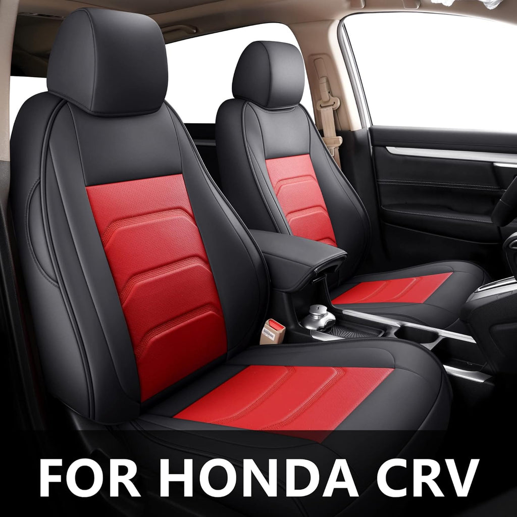 Full Coverage Faux Leather Car Seat Covers Full Set Black & Red Q872042