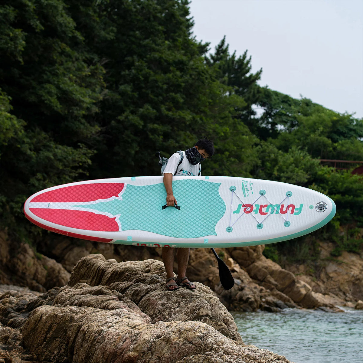 Light Blue Pink Inflatable Stand Up Paddle Board 11'x33''x6'' C28966