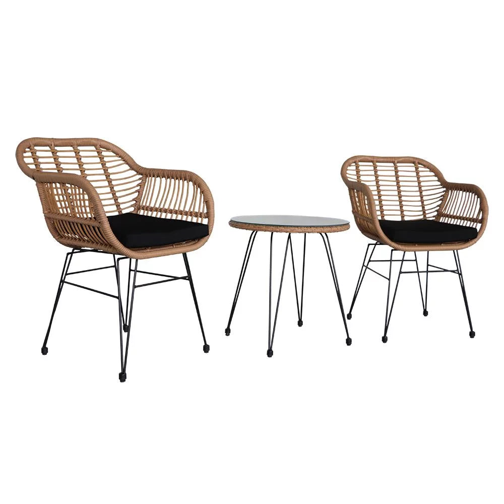 3-Piece Yellow Wicker Outdoor Furniture Set Z9826