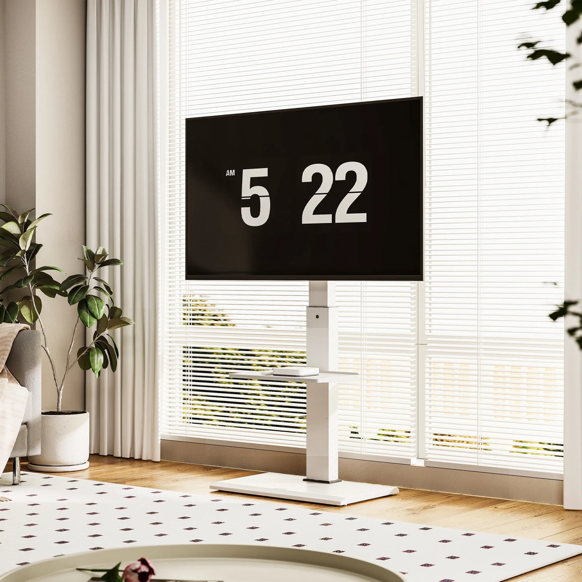 White Floor TV Stand with Mount for 26-65 inch Flat Screen TVs C771